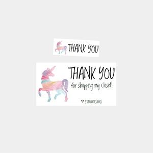 43. Watercolor Feather Unicorn Personalized Package Inserts | Stickers Bundle
